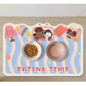 卡通可爱猫咪狗狗硅藻泥吸水餐垫宠物防漏食碗吃饭好打理垫子