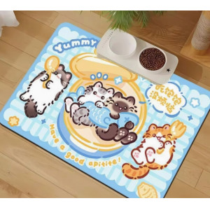 卡通可爱猫咪狗狗硅藻泥吸水餐垫宠物防漏食碗吃饭好打理垫子