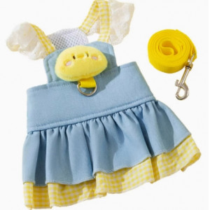 韩版狗狗衣服夏季薄款牵引绳狗绳子泰迪比熊小型犬宠物裙子可牵引