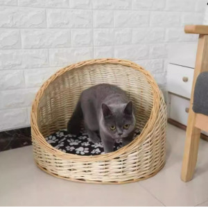 柳编狗窝猫窝四季通用藤编猫屋夏天可拆洗中小型犬泰迪编织宠物窝
