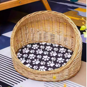 柳编狗窝猫窝四季通用藤编猫屋夏天可拆洗中小型犬泰迪编织宠物窝