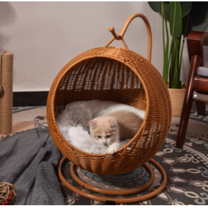 猫窝藤编猫咪四季通用猫屋别墅可拆洗家用猫笼狗窝猫床宠物用品