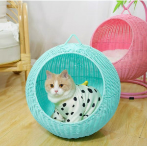猫窝藤编猫咪四季通用猫屋别墅可拆洗家用猫笼狗窝猫床宠物用品
